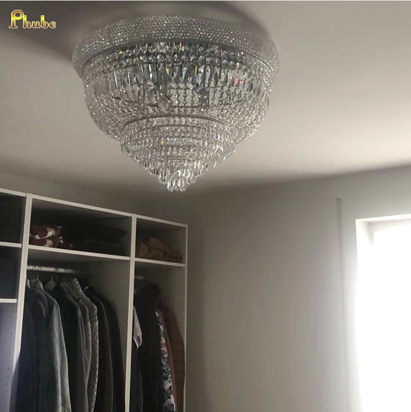 Phube Lighting Empire Gold Crystal Ceiling Light Luxury K9 Crystal Ceiling Lamp Lighting Lustre Free Shipping