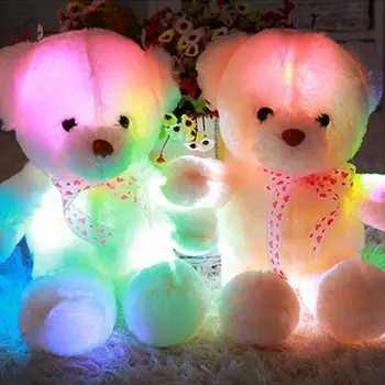 

Lovely Romantic Colorful Flash LED Light Plush Bear Doll Toy Throw Pillow for Kids Friends gift for children