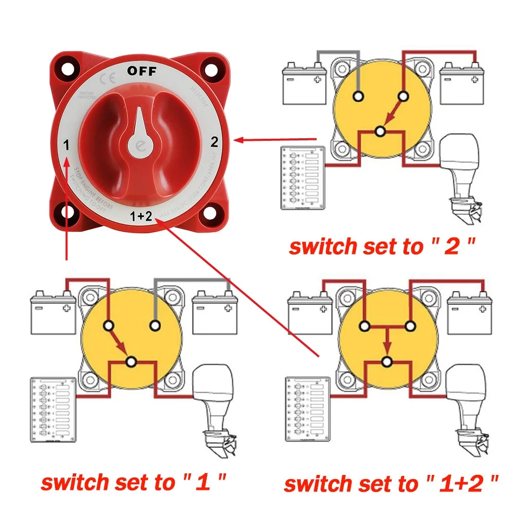 Glow 4 Position 32v 350 Amp E-series Waterproof Ignition Protected Marine  Boat Dual Battery Isolator Switches White/red - Switches & Relays -  AliExpress