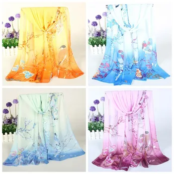 

Women Chiffon Scarf Elegant Shawls Boho Head Scarf Silk Women Spring Autumn Warm Female Beach Stole Bandana Shawl