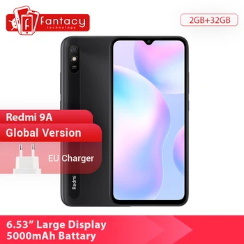 Перейти на Алиэкспресс и купить Новая глобальная версия смартфона Xiaomi Redmi 9A 9 A, 2 ГБ 32 ГБ, Восьмиядерный процессор MTK Helio G25, 6,53 дюйма, 5000 мАч, 13 МП