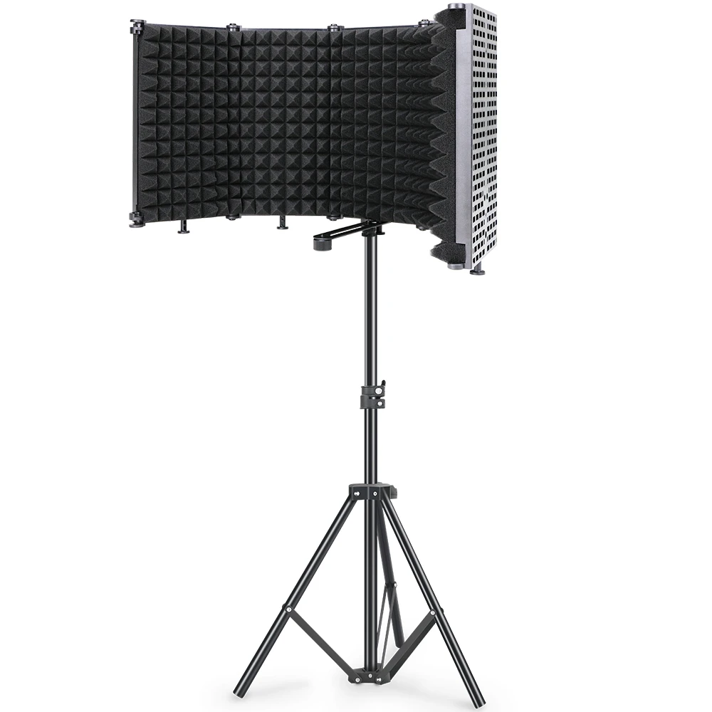 Professional Studio Recording Microphone Pop Filter Foldable Isolation Shield High Density Foam Wind Screen for BM800 Microphone