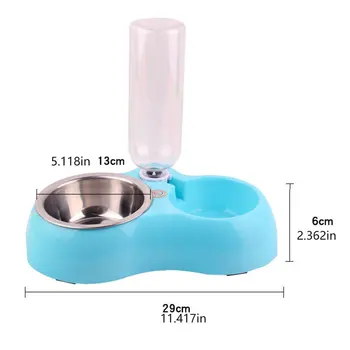 

Portable Pet Feeder Plastic Dual Port Automatic Feeder Water Drinking Feeding Basin Bowls For Cats Pet Dogs