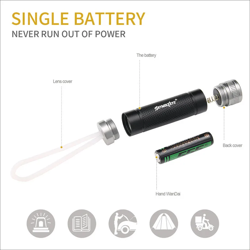 led flashlight Mini Super Bright COB LED Camping Flashlight Light Key Ring Keychain Torch Lamp #4N28 (6)
