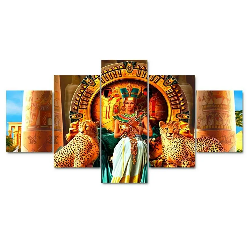 

5Pcs Egyptian Queens JaguarModular Posters HD Canvas Wall Art Pictures Decoration Living Room Accessories Home Decor Paintings