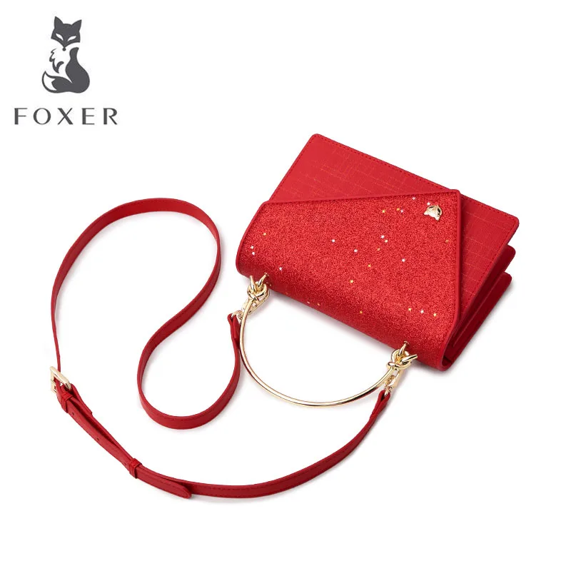 FOXER женская кожаная сумка модная сумка красная Свадебная сумка Роскошные сумки женские сумки дизайнерские сумки известный бренд женские сумки
