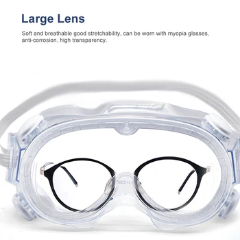 

New Transparent Safety Goggles Protective Safety Goggles Wide Vision Disposable Indirect Vent Anti-Fog Medical Splash Glasses