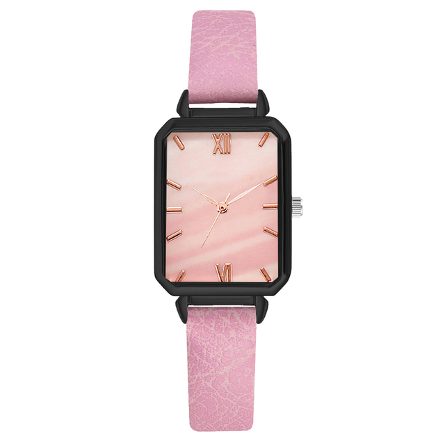 Watch For Women Casual Leather Belt Watches Simple Ladies Rectangle Pink Quartz Clock Dress Wristwatches Zegarek Damski
