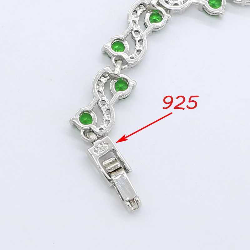Ожерелье из стерлингового серебра 925 пробы для женщин геометрический Синий Зеленый Кристалл Свадебные украшения подарочная коробка