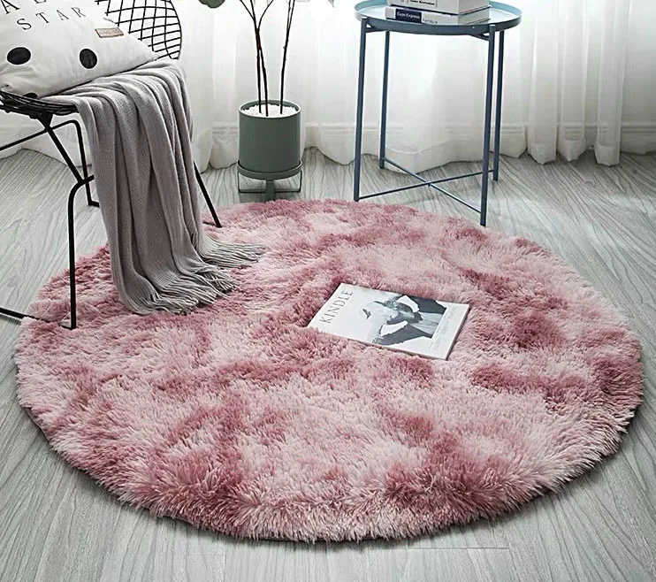 purple pink Градиентный однотонный ковер более толстые коврики нескользящий круглый коврик Ванная комната коврик для гостиной мягкие пушистые детские коврики для спальни 100 см - Цвет: purple pink