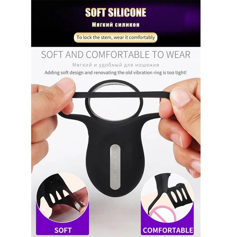 Vibrating Penis Ring Double Remote Control Cock Rings Vibrators Delay Premature Ejaculation Lock Sex Toys for Male Masturbator
