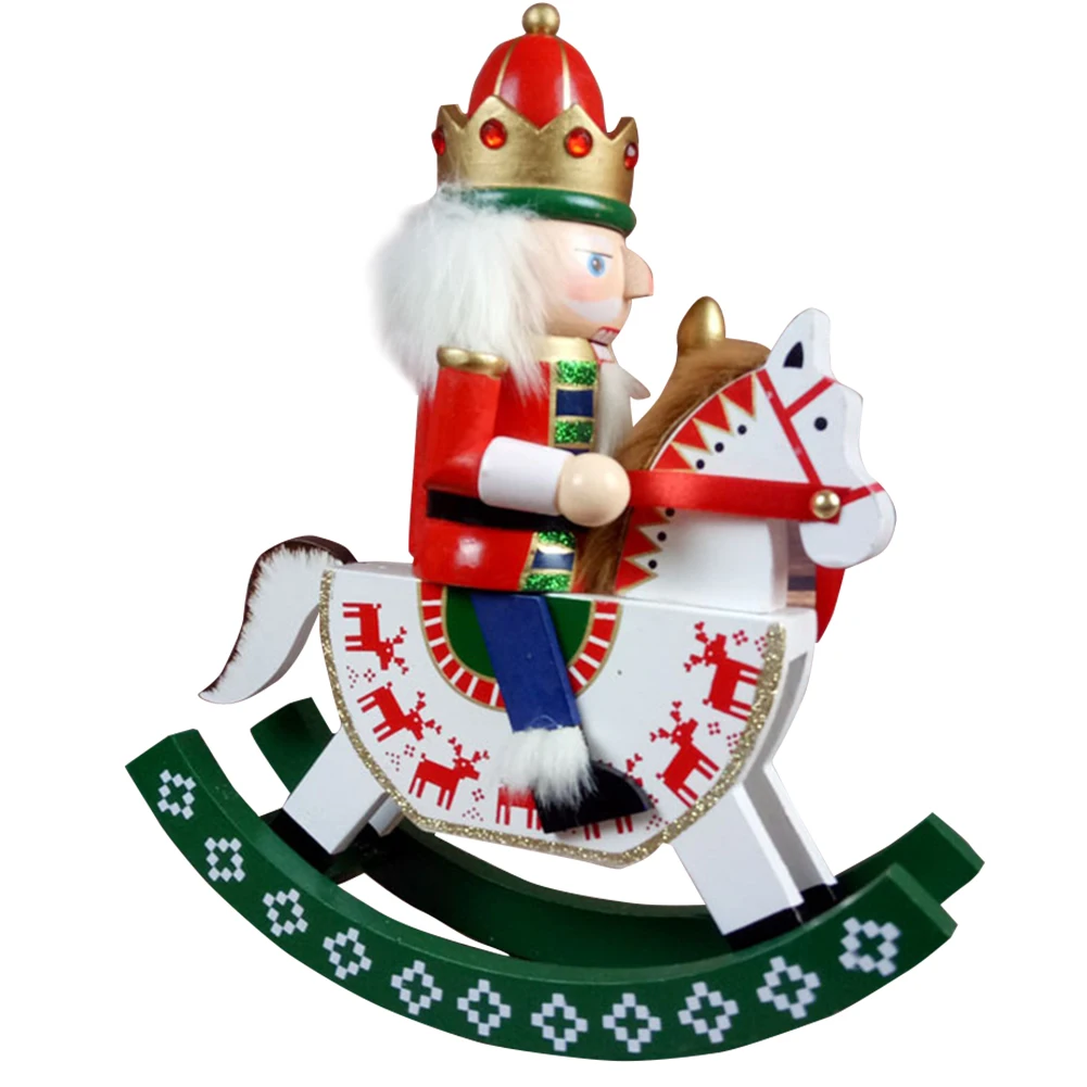 

Cute Doll Nutcracker Crafts Rocking Horse Ornaments Kids Hand Painted Gift DIY Festival Wooden Soldier Christmas Decoration Home