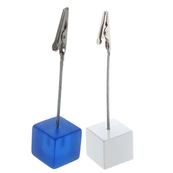 

Square Wire Memo Holder Paper Note Clip (Translucent Blue) & Memo Halter Card Holder Memo Clip Photo Picture Holder with Alligat