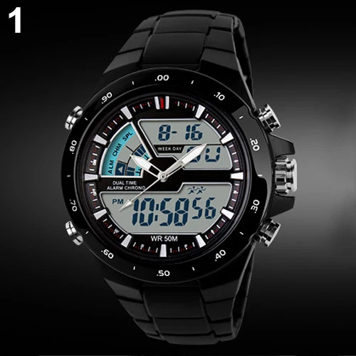Мужские наручные часы, водонепроницаемые часы, спортивные цифровые аналоговые часы с двойным будильником и датой, наручные часы с хронографом, мода Mas-culino