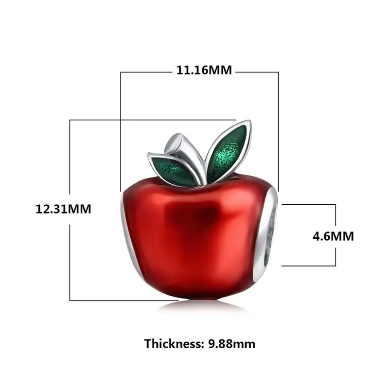 Даларан, Стерлинговое Серебро, шарм, 925, Красная эмаль, бусины в форме яблока, подходят для Пандоры, очаровательные браслеты для женщин, ювелирные изделия, изготовление, рождественские подарки