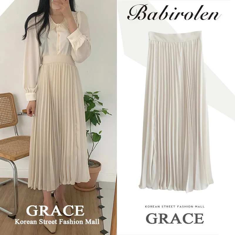 Осенне-весенняя шифоновая юбка с высокой талией, Длинная элегантная женская плиссированная юбка Jupe Longue Falda Larga Gonne goning Saia