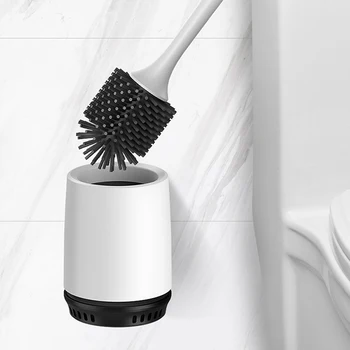 

Cleaning Brush Toilet Head Holder Bathroom Accessories Sets Rubber Silicone for Household Floor Apr