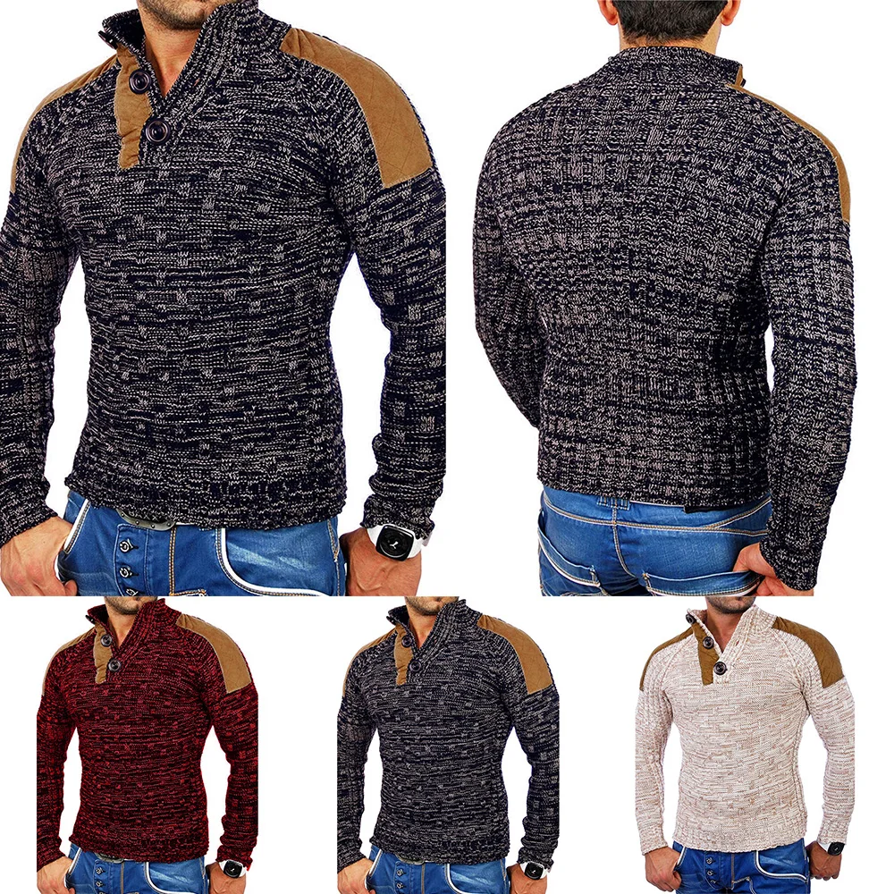 Slim Fit свитер Для мужчин зимняя Повседневное вязаный джемпер осень мужской пуговица для пуловера Винтаж Бизнес Для мужчин свитер D30