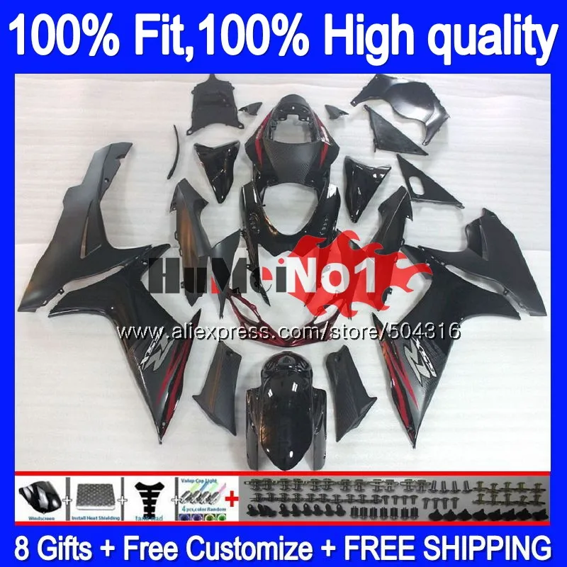 Инъекции для SUZUKI GSXR 750 600 GSXR750 K11 18MC. 9 GSXR600 2011 2012 2013, 11, 12, 13, 14, 15 лет, черный обтекатель