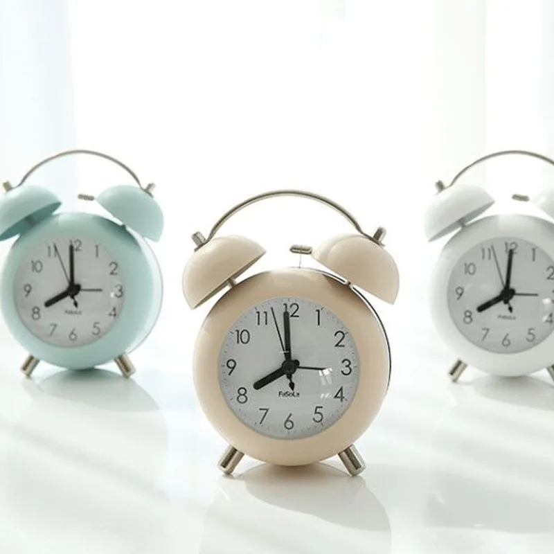 Japanese Style Creative Cute Alarm Clock Children Fashion Desktop Remind Clock Students Wake up Alarm Bedside Metal Bell