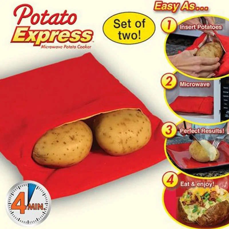 

1Pcs NEW Red Washable Cooker Bag Baked Potato Microwave Cooking Potato Quick Fast (cooks 4 potatoes at once) C1095 a