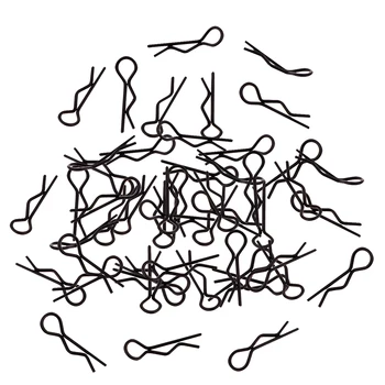 50 Pieces RC Car Black Metal Bodyshell Clips Pins R Shape for Traxxas TRX4 1/10 RC Buggy RC Rock Crawler Vehicle Models