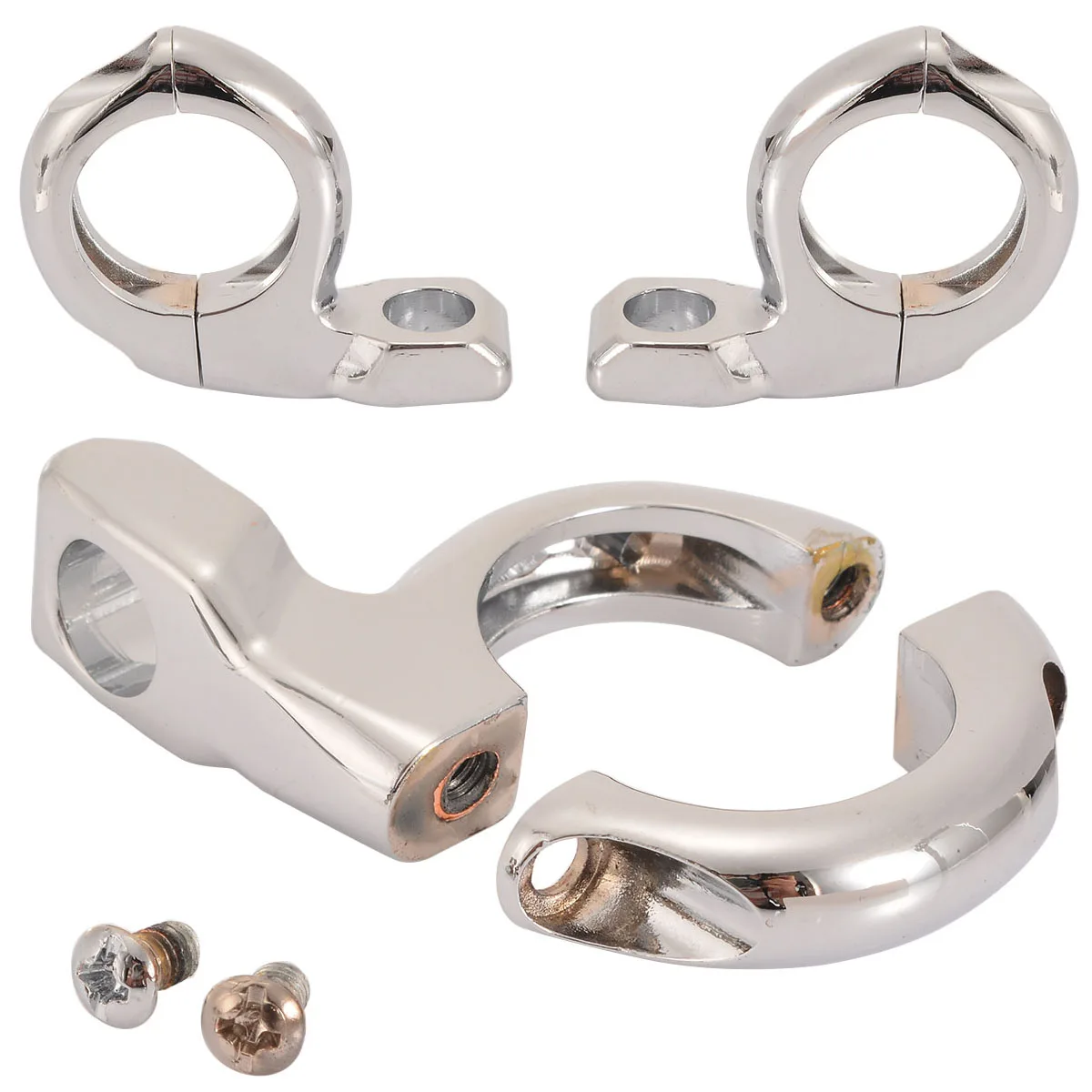 1Pair Metal Motorcycle Handlebar Turn Light Mirror Adapter Clamp Mount 1 inch Fixed Hole Silver For Honda Yamaha Suzuki Kawasaki