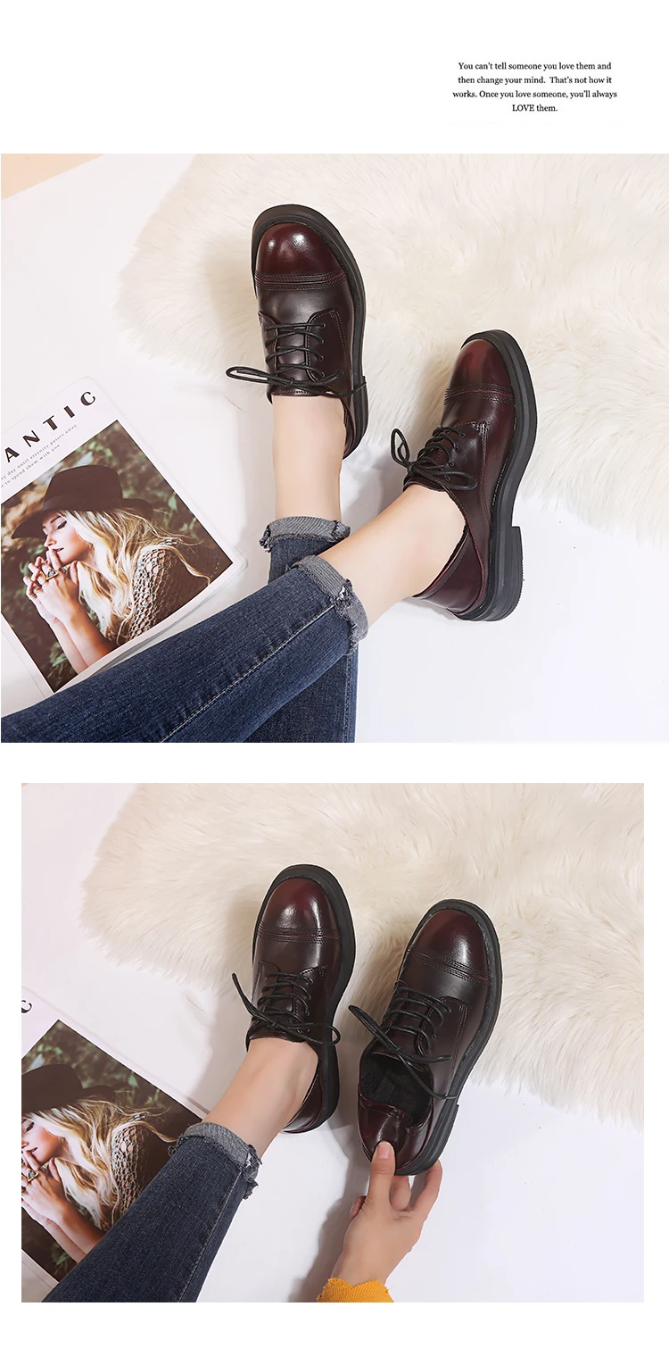 Women Casual Woman Platform Shoes Autumn Oxfords Women's Modis Shallow Mouth Round Toe Flats British Style All-Match Fall