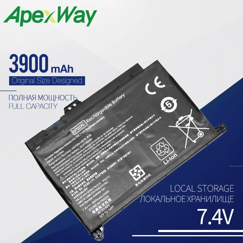 Apexway 3900 mAh 7,4 V Аккумулятор для ноутбука BP02XL для hp павильон ПК 15 15-AU 849909-850(F9-21) 849569-421 HSTNN-LB7H BP02041XL