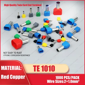 

TE1010 double pipe Insulated cold press Terminal Copper Crimp Connector 1000PCS