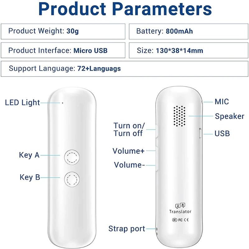 Language Translator Device Classic Language Translator Device in Real for Time Voice 72 Languages for Smart Translations