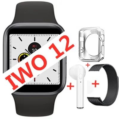 IWO 12 Bluetooth Смарт часы 1:1 SmartWatch 44 мм чехол для Apple iOS Android сердечного ритма ЭКГ IP68 Водонепроницаемый IWO 11 IWO 10 Обновление - Цвет: Black combination