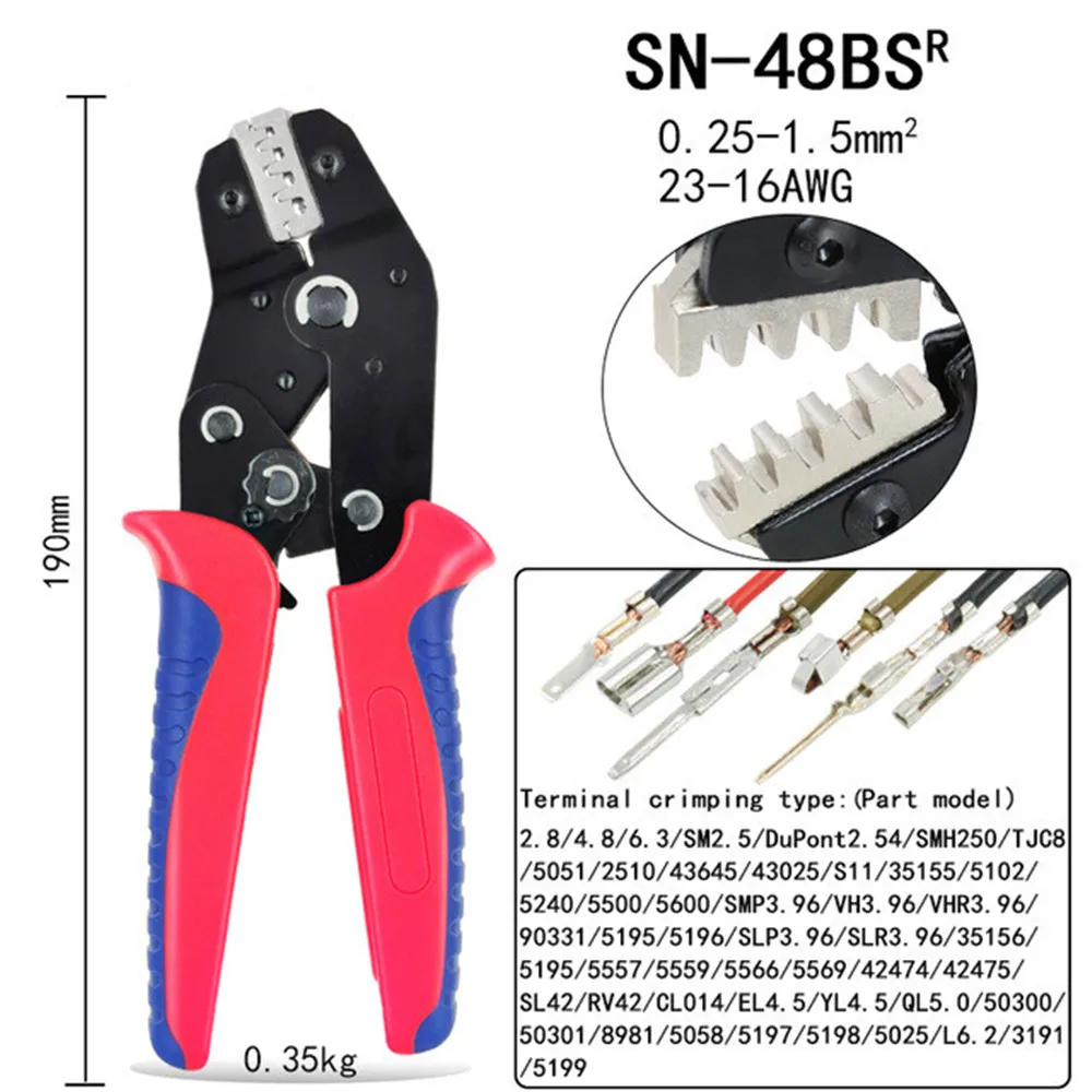 tongue and groove plane Crimping pliers SN-48BS 8 jaw kit package for 2.8 4.8 6.3 VH2.54 3.96 2510/tube/insulation terminals electrical clamp tools mini block plane Hand Tools