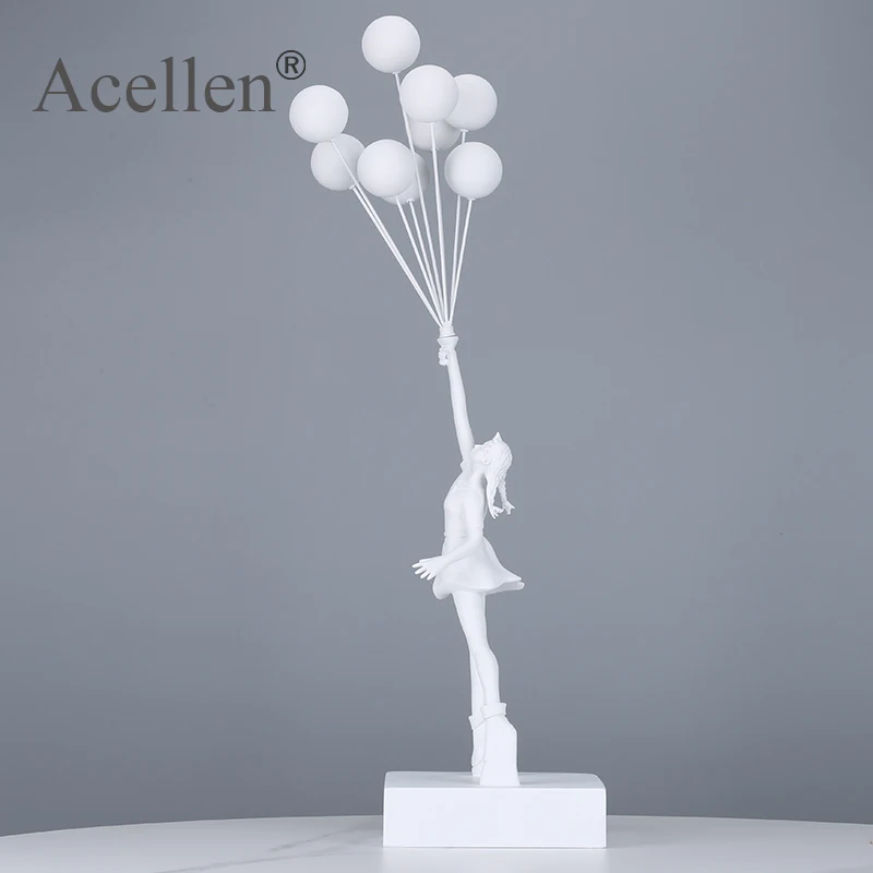 US $186.37 Balloon Girl Statues Flying Balloons Girl Art Sculpture abstract modern Resin Craft home decor nordic Home Decoration Gift