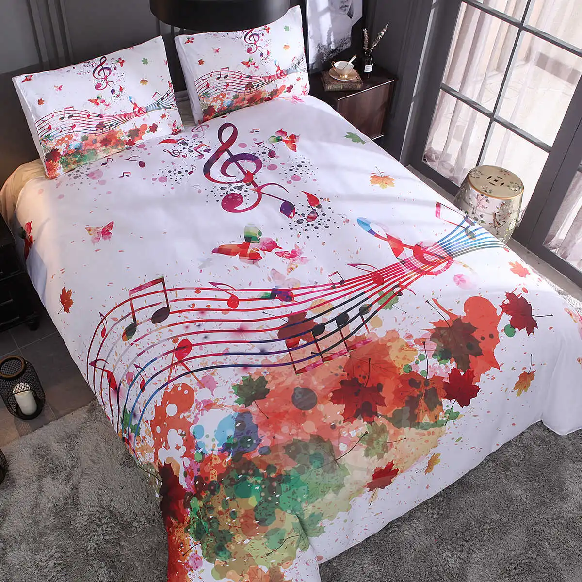 

Denisroom Watercolor Splash ink Personality Quilts and bedding set Duvet Cover Double Bed Comforters XY48#
