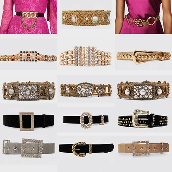 

Miwens Za Metal Buckle Leather Belts For Women Limited Edition Maxi Link Belts Statement Waist Jewelry Belly Chians Christmas