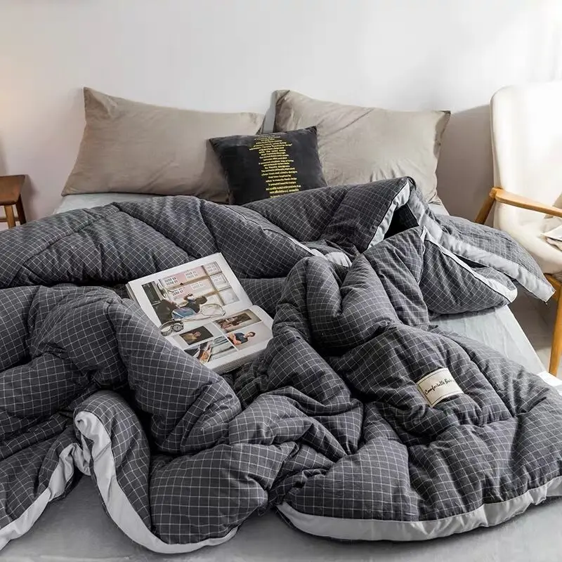 Мягкое удобное зимнее стеганое одеяло для спальни, студенческое спальное одеяло, одноместное/двойное толстое теплое стеганое постельное белье, одеяла - Цвет: as picture