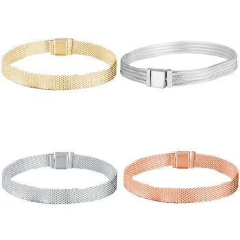 

2019 100% 925 Sterling Silver Classic REFLEXIONS Multi Snake Chain Bracelet Women's Charm Personality Jewelry Free Shipping