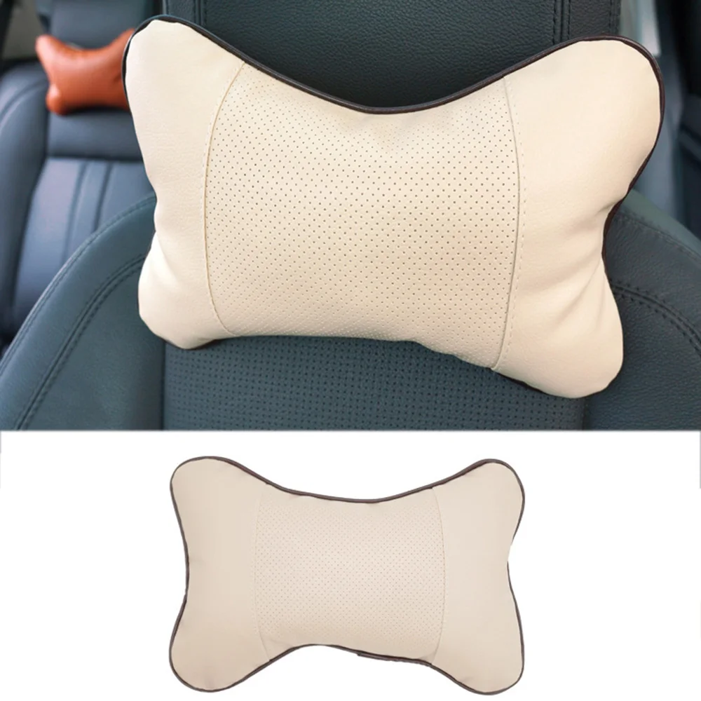 

New Arrival Leather+Cushion Headrest Neck Pillow Car Seat Headrest Pad Cushion car accessries