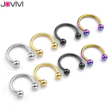 Jovivi 2шт 14Ga(1,6 мм) пленочное кольцо с жемчужинами CBR кольцо кольца для носа штанга тело шпильки пирсинг ювелирные изделия серебро/золото/Радуга