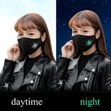 1 шт. модная черная светящаяся маска против пыли для лица и рта респиратор-Пылезащитная Антибактериальная моющаяся-многоразовая