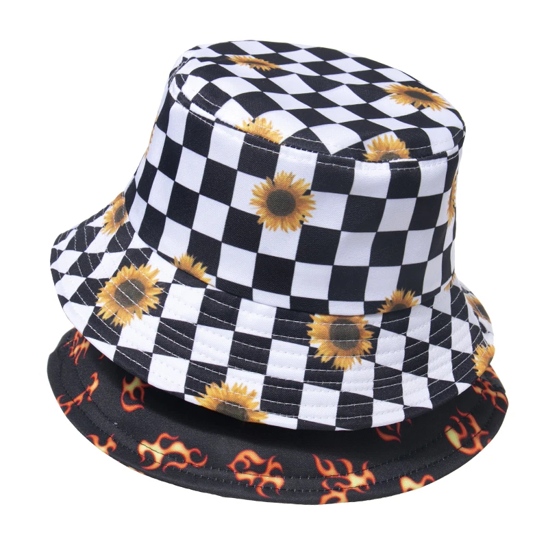 Waliicorners New Fashion Panama Gorras Black White Floral Check Plaid Fisherman Fishing Caps Bucket Hats 6 Hbdaa1aba2c0b46d39c0fff45282dd3a0o