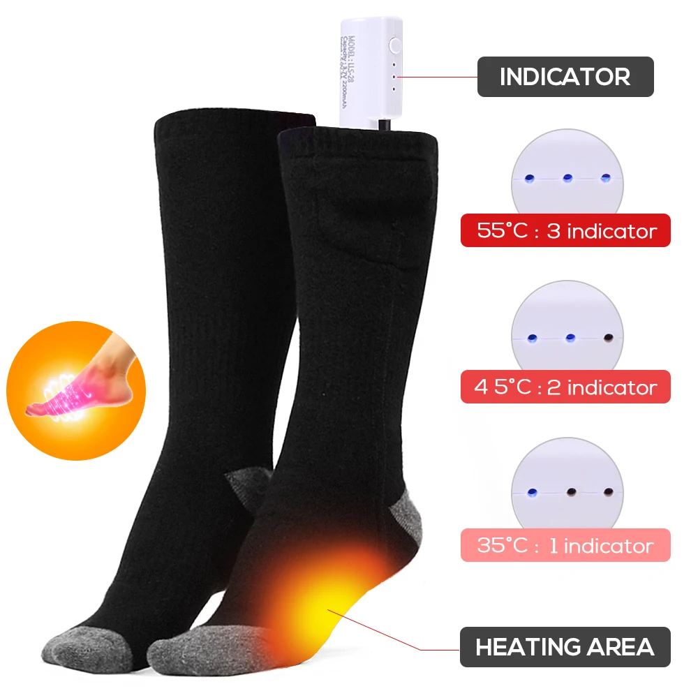 Heated Socks Rechargeable Battery Powered Winter Warm Men Women Ice Fishing Skiing Outdoor Working Thermal |