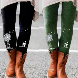 2021 Spring Autumn Women's Leggings Trousers Dandelion Print Long Pants Women Skinny Leggings Casual Women's Pants
