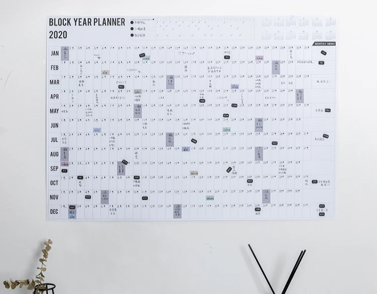 PHANTACi блок ГОД ПЛАНИРОВЩИК ежедневный план настенный бумажный календарь с 2 листами EVA марка наклейки для офиса школы дома