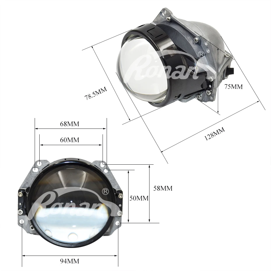  Ronan 3.0 bi led projector lens hella hole installation 6000K 34W 38W 3200lm for universal car head - 4000282410613