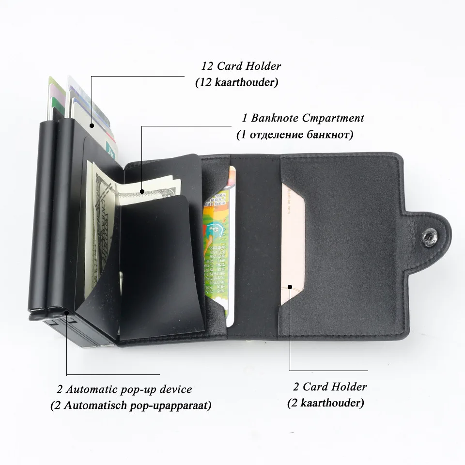 Кошелек/ID автоматический держатель для Карт RFID унисекс безопасность кредитный пропуск путешествия Air билетов Многофункциональный микрофибра мужской пакет