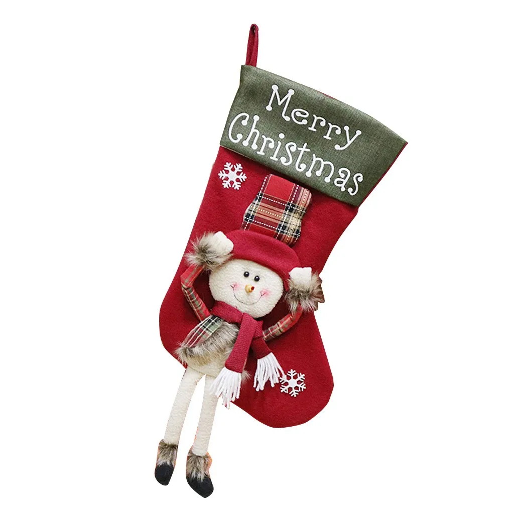 Милые рождественские женские носки декоративные хлопковые эластичные подарочные сумки Санты Висячие праздничный Декор носки женские