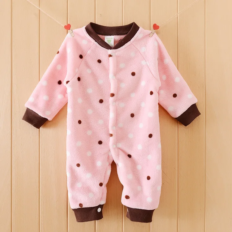 Baby velvet spring autumn one-piece suit baby boy girl pajamas newborn warm winter infant rompers - Цвет: 11