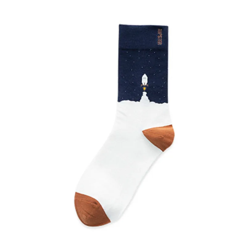 POBPOP Winter New Men's and Women's Socks Oil Painting Style Interesting Patterns Space Tours Warm and Breathable Cotton - Цвет: f